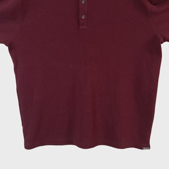 Eddie Bauer Waffle-Knit Henley Shirt Red Men's Size XL Thermal Long-Sleeve - Picture 6 of 11